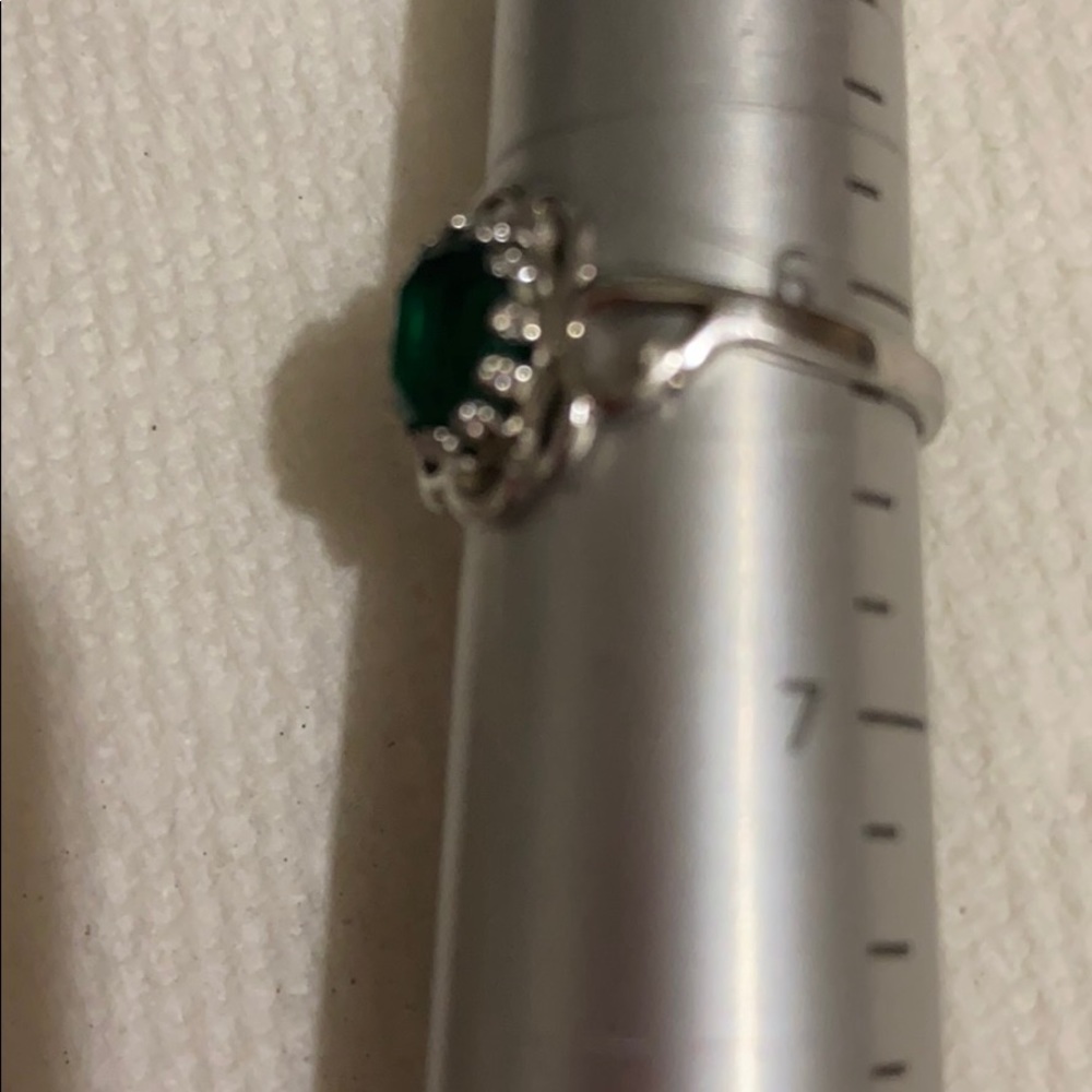 Sterling silver and green stone ring - Picture 5 of 5